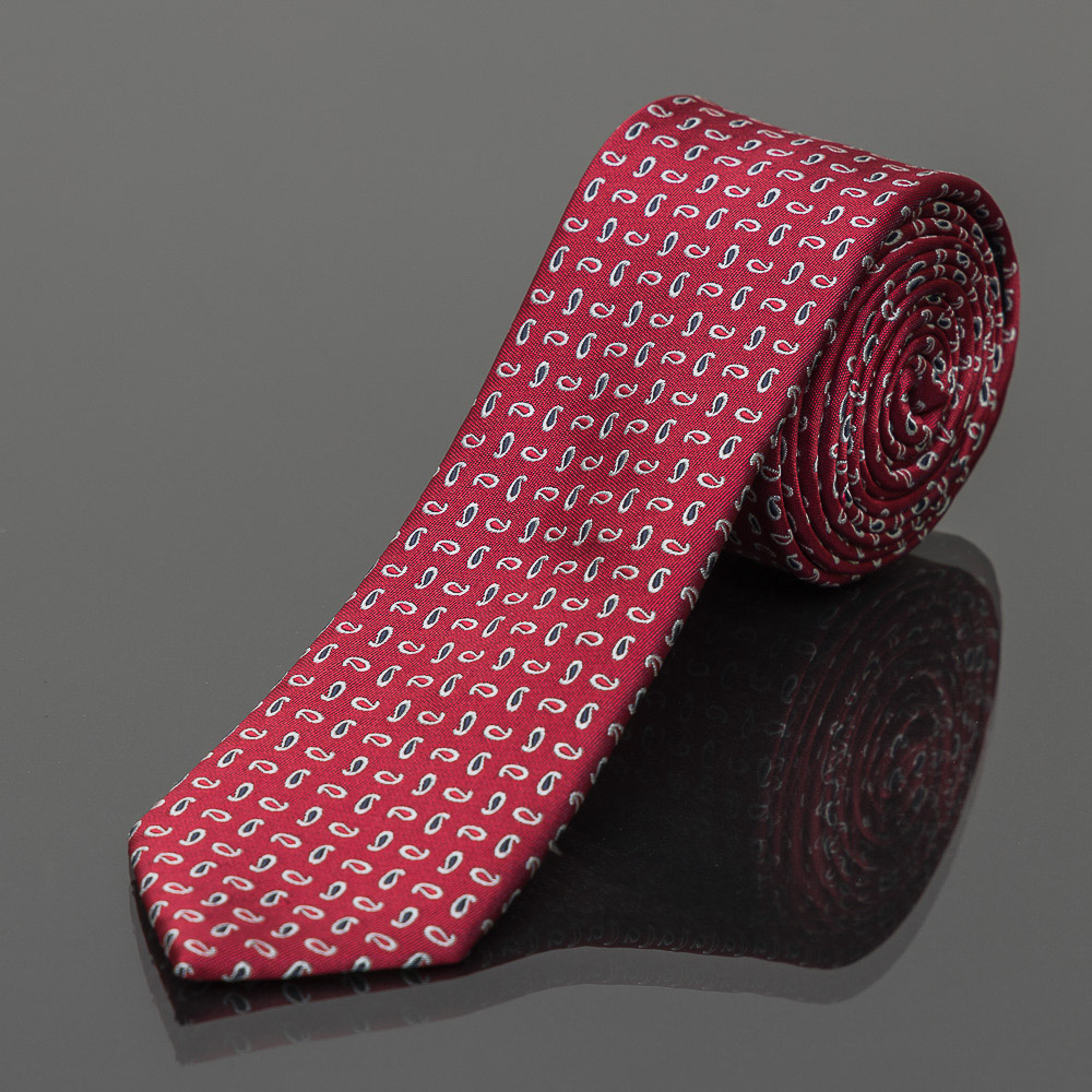 Kravata pánská AMJ úzká kapky KI0748, červená