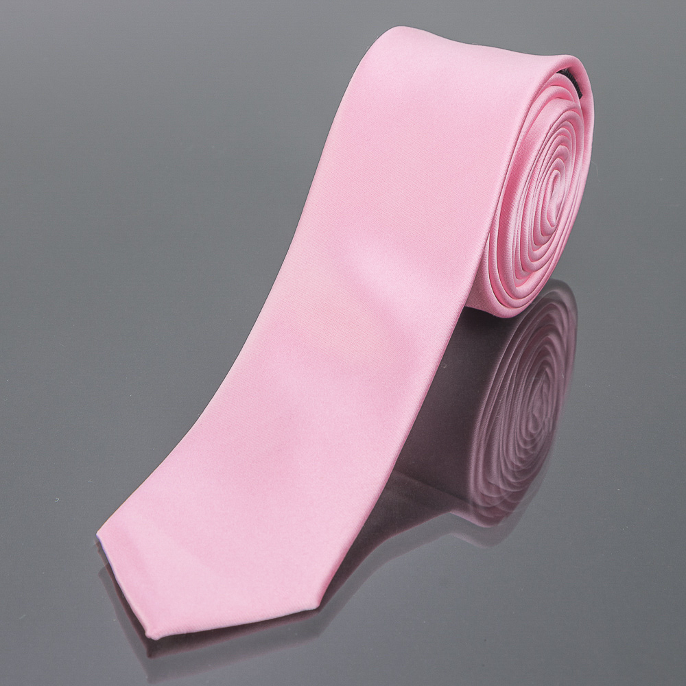 Kravata pánská AMJ úzká jednobarevná KI0033, růžová