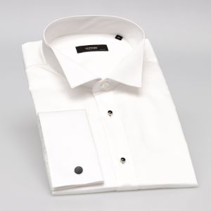 Pánská košile MMER bavlněná, jednobarevná ecru 091DRL/B, dlouhý rukáv, (regular + slim fit)