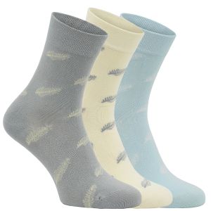 Ponožky viskózové vzorované RS 11927, modré/šedé mix, klasické, jemný svěr, dámské, 3 páry (více velikostí)
