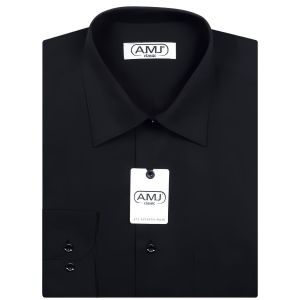 Pánská košile AMJ jednobarevná JD017, černá, dlouhý rukáv