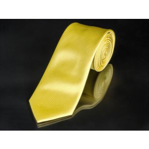 Kravata pánská AMJ, šikmý proužkovaný vzor KU0005, žlutá