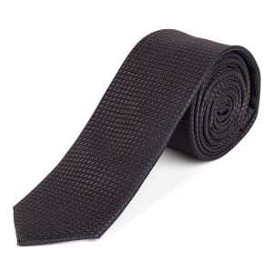 Kravata pánská AMJ úzká vzorovaná KI1103, hnědo-modrá