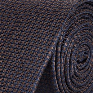 Kravata pánská AMJ úzká vzorovaná KI1103, hnědo-modrá