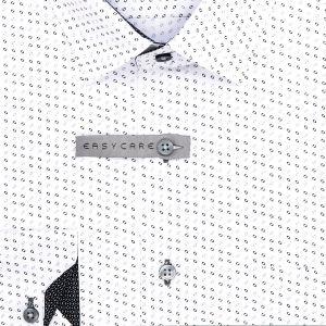 Pánská košile AMJ bavlněná, bílá vzorovaná, VDBR1324, dlouhý rukáv (regular + slim-fit + prodloužená délka)