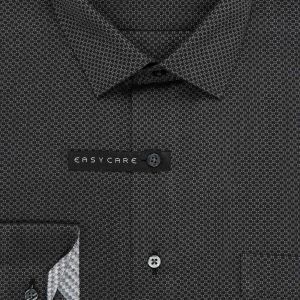 Pánská košile AMJ bavlněná, černá puntíkovaná, VDR1429, dlouhý rukáv (regular + slim-fit + prodloužený slim-fit)