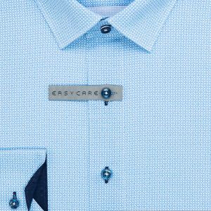 Pánská košile AMJ bavlněná, modrá vzorovaná, VDBR1321, dlouhý rukáv (regular + slim-fit + prodloužený slim-fit)