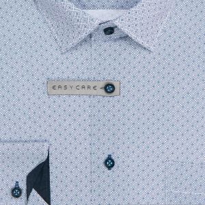 Pánská košile AMJ bavlněná, modro-bílá s kostkami VDBR1475, dlouhý rukáv (regular + slim-fit + prodloužený slim-fit)