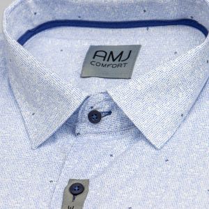 Pánská košile AMJ bavlněná, modro-bílá vzorovaná, VDBR1293, dlouhý rukáv, regular fit