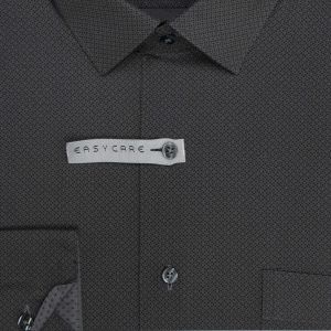 Pánská košile AMJ bavlněná, tmavě šedá kostičkovaná VDBR1481, dlouhý rukáv (regular + slim-fit + prodloužený slim-fit)