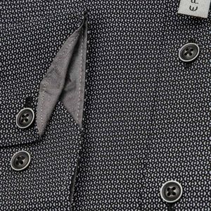 Pánská košile AMJ bavlněná, tmavě šedá s vlnkami a tečkami, VDBR1341, dlouhý rukáv (regular + slim-fit + prodloužený slim-fit)