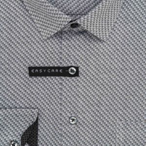 Pánská košile AMJ šedá kostičkovaná VDR1427, dlouhý rukáv (regular + slim-fit + prodloužená délka)