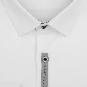 Pánská košile AMJ bavlněná, bílá, vytláčený vzor, VDBR1154/19, dlouhý rukáv, regular fit