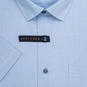Pánská košile AMJ, světle modrá s vytkávaným síťovaným vzorem, VKR1455, krátký rukáv, (regular + slim fit)