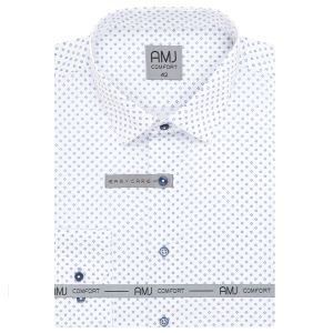 Pánská košile AMJ z lyocellu, bílá vzorovaná, VDE1345, dlouhý rukáv (regular + slim-fit)