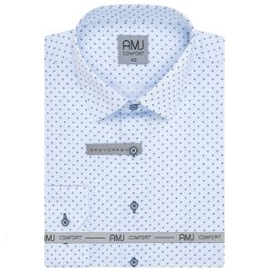 Pánská košile AMJ z lyocellu, modrá kytičkovaná, VDE1344, dlouhý rukáv (regular + slim-fit)