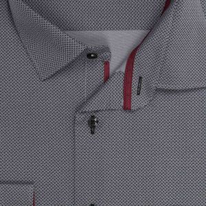 Pánská košile AMJ z lyocellu, tmavě šedá síťovaná VDER1488, dlouhý rukáv (regular + slim-fit)