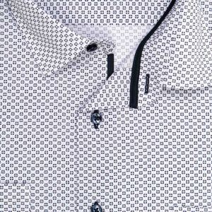 Pánská košile AMJ z lyocellu, bílá s černými tečkovanými puntíky VDER1489, dlouhý rukáv (regular + slim-fit)