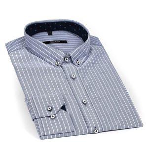 Luxusní pánská košile ANREDE Šohaj Strážnice, modrá - silný proužek 5846, dlouhý rukáv (comfort fit + slim-fit)