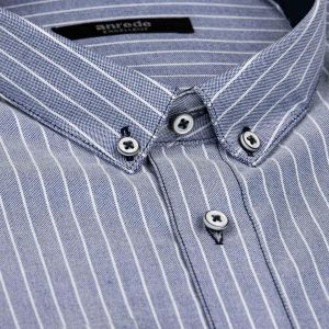 Luxusní pánská košile ANREDE Šohaj Strážnice, modrá - silný proužek 5846, dlouhý rukáv (comfort fit + slim-fit)