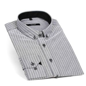 Luxusní pánská košile ANREDE Šohaj Strážnice, šedá - silný proužek 5847, dlouhý rukáv (comfort fit + slim-fit)