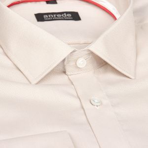 Luxusní pánská košile ANREDE Šohaj Strážnice, béžová režná 6914, dlouhý rukáv, slim-fit