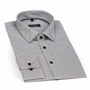 Luxusní pánská košile ANREDE Šohaj Strážnice, světle šedá - tenký proužek 6938, dlouhý rukáv (comfort fit + slim-fit)