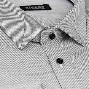Luxusní pánská košile ANREDE Šohaj Strážnice, světle šedá - tenký proužek 6938, dlouhý rukáv (comfort fit + slim-fit)