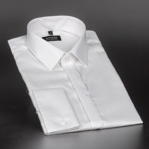 Luxusní pánská košile ANREDE Šohaj Strážnice, bílá rybí kost 7000, dlouhý rukáv (comfort fit + slim-fit)