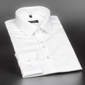 Luxusní pánská košile ANREDE Šohaj Strážnice, bílá hladká 7882, dlouhý rukáv (comfort fit + slim-fit)