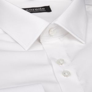 Luxusní pánská košile ANREDE Šohaj Strážnice, bílá hladká 7882, dlouhý rukáv (comfort fit + slim-fit)