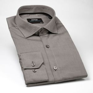 Pánská košile MMER bavlněná, šedá vzorovaná C304DSA/B, dlouhý rukáv, slim fit
