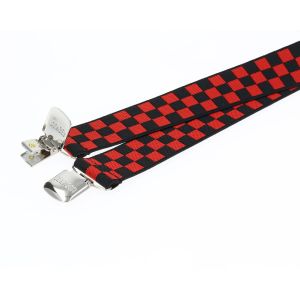 Šle pánské RANGER Dt30.037, délka 130cm, šíře 3cm, tvar X, červenočerné káro, šachovnice