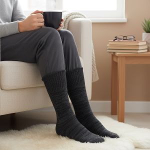 Vlněné, teplé pracovní ponožky, sibiřky HONZA, tmavě šedé, vysoké, unisex (více velikostí)