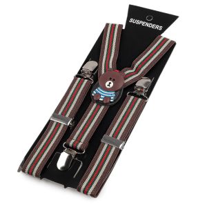 Šle dětské, délka 60cm, šíře 2,5cm, tvar Y, MEDVÍDEK hnědá červená, 650400/8
