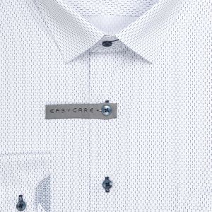 Pánská košile AMJ bavlněná, bílá s modrými tečkami VDBR1521, dlouhý rukáv (regular + slim-fit + prodloužená délka)