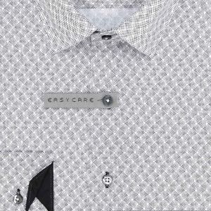 Pánská košile AMJ bavlněná, bílá puntíkovaná vzorovaná, VDBR1292, dlouhý rukáv (regular + slim-fit)