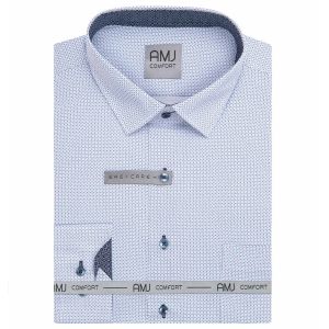 Pánská košile AMJ bavlněná, světle modrá kostičkovaná VDBR1509, dlouhý rukáv (regular + slim-fit + prodloužená délka)