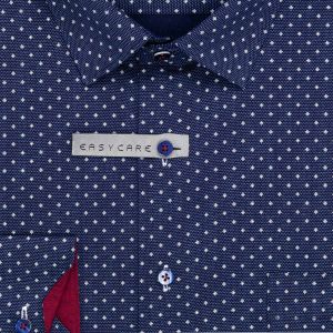 Pánská košile AMJ bavlněná, tmavě modrá kytičkovaná, VDBR1337, dlouhý rukáv (regular + slim-fit + prodloužený slim-fit)