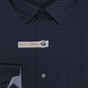 Pánská košile AMJ bavlněná, tmavě modrá s bílými čárkami VDBR1468, dlouhý rukáv (regular + slim-fit + prodloužený slim-fit)