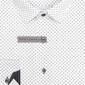 Pánská košile AMJ bavlněná, bílá s šedými ovlálky VDBR1470, dlouhý rukáv (regular + slim-fit + prodloužený slim-fit)