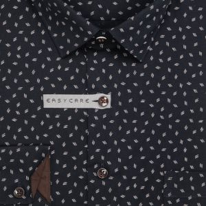 Pánská košile AMJ bavlněná, tmavě modrá čárkovaná VDBR1503, dlouhý rukáv (regular + slim-fit + prodloužený slim-fit)