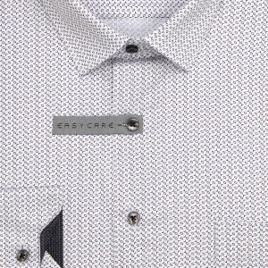 Pánská košile AMJ bavlněná, bílá s hnědošedými šipkami VDBR1505, dlouhý rukáv (regular + slim-fit + prodloužený slim-fit)