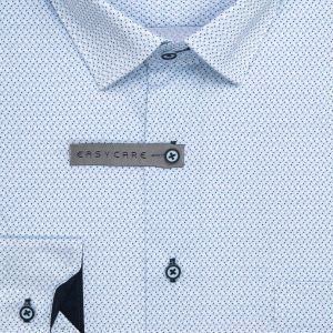 Pánská košile AMJ bavlněná, světle modrá síťovaná VDBR1508, dlouhý rukáv (regular + slim-fit + prodloužený slim-fit)