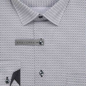 Pánská košile AMJ bavlněná, šedá síťovaná VDBR1511, dlouhý rukáv (regular + slim-fit + prodloužený slim-fit)