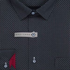 Pánská košile AMJ bavlněná, černá čtverečkovaná VDBR1512, dlouhý rukáv (regular + slim-fit + prodloužený slim-fit)
