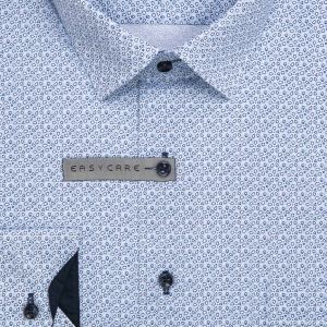Pánská košile AMJ bavlněná, světle modrá květinový vzor VDBR1516, dlouhý rukáv (regular + slim-fit + prodloužený slim-fit)