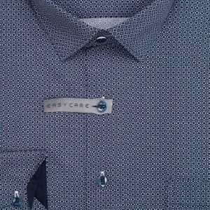 Pánská košile AMJ bavlněná, tmavě modrá s ornamenty VDBR1518, dlouhý rukáv (regular + slim-fit + prodloužený slim-fit)