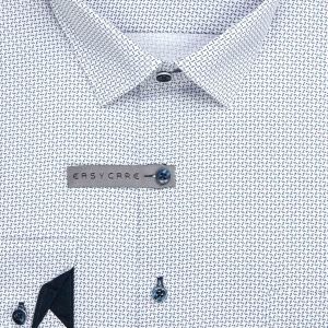 Pánská košile AMJ bavlněná, bílá s šedými ornamenty VDBR1523, dlouhý rukáv (regular + slim-fit + prodloužený slim-fit)