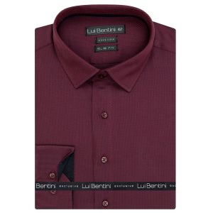 Pánská košile Lui Bentini, vínovo-černá vzorovaná LDS234, dlouhý rukáv, slim fit